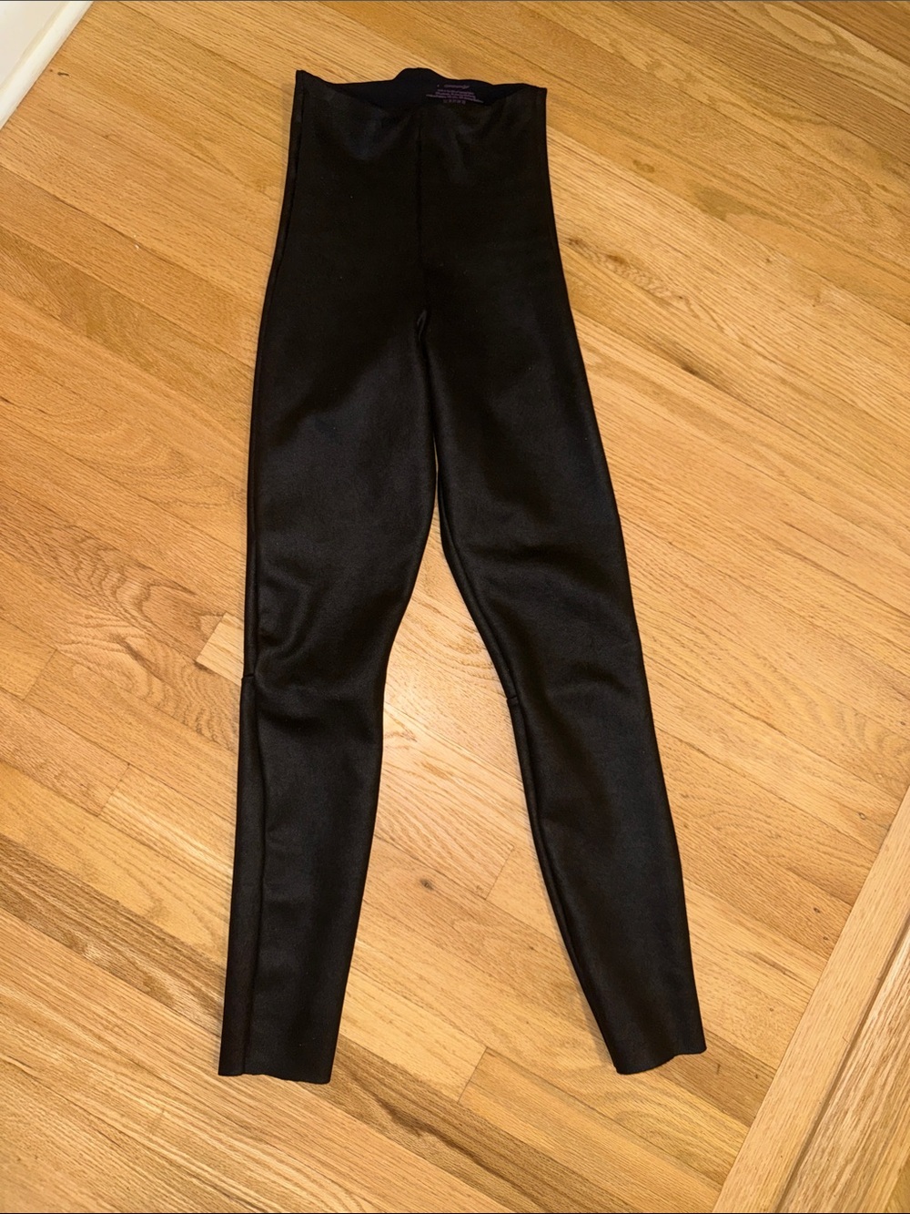 Commando Black Faux-Leather High-Rise Leggings with Branded Waistband